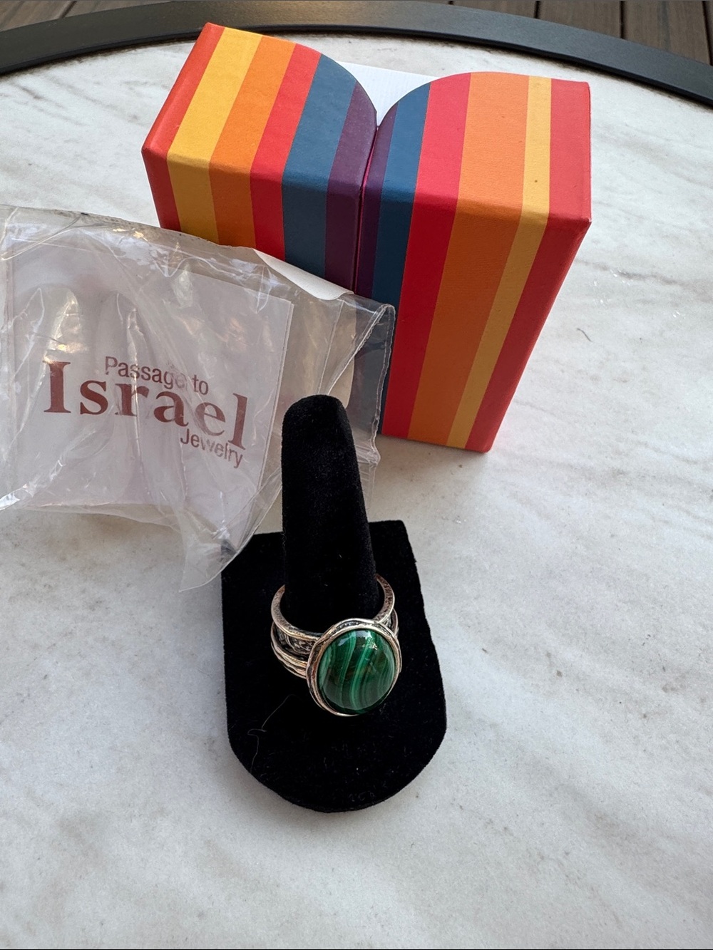 Green Malachite Sterling-Style Ring